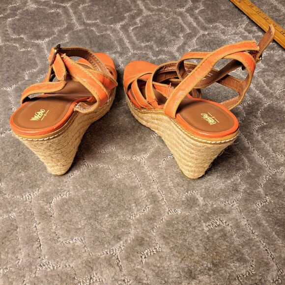 MOSSIMO CORAL ORANGE ESPADRILLE SANDALS WOMENS SIZE 7.5 WEDGE 4.5 INCH HEEL - Picture 6 of 13